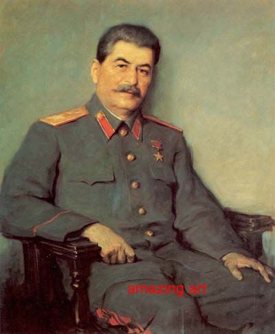 Soviet Oil Painting Portrait of General joseph stalin  