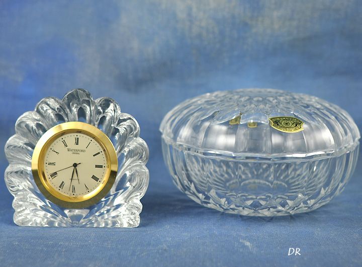 Waterford Shell Form Clock/Val St. Lambert Covered Dish  