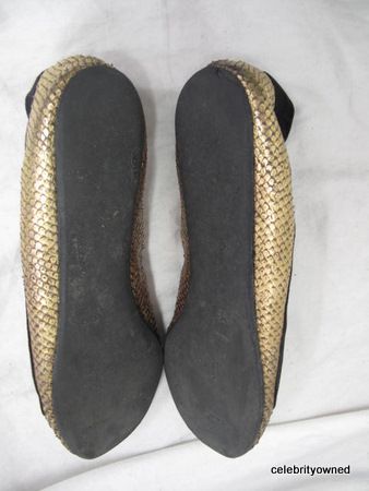 Christian Dior Gold Python/Black Suede Flats 39  