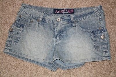 ladies juniors jrs ANGELS DENIM JEAN SHORT SHORTS stretch SEXY cargo 