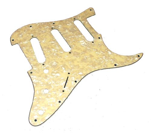 Strat Pickguard,3 Single Coil,Cream Pearl, Fits Fender  