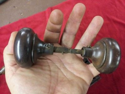 VINTAGE DOOR KNOBS, 2 STEEL SETS, WITH LOCK SET,NO KEYS, VERY CLEAN 