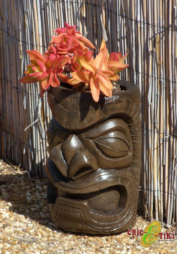   KU TIKI WAR GOD STONE GARDEN PLANTER FLOWER POT PATIO PORCH DECK ART