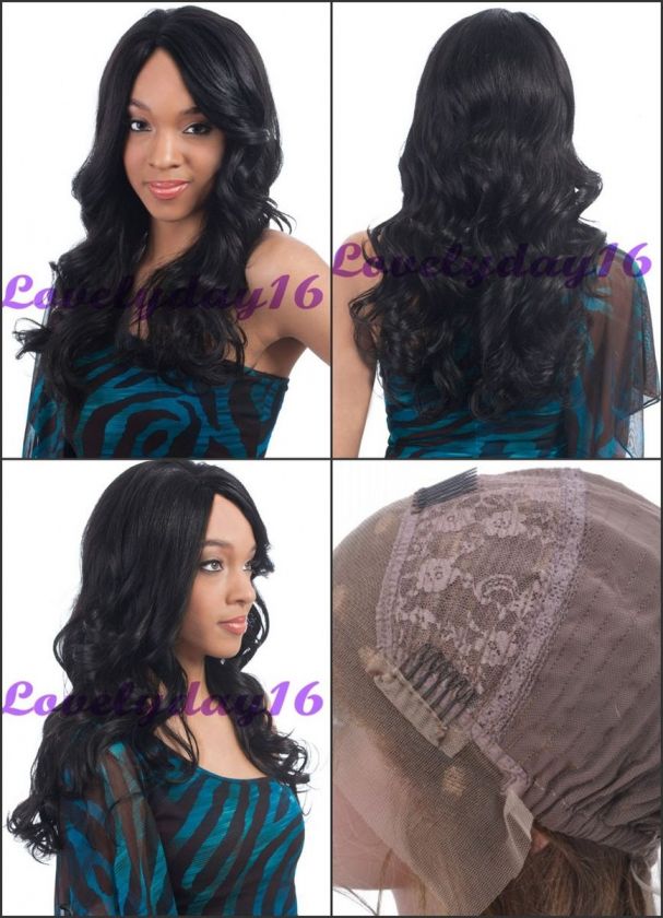 Long #1 Jet Black Body Wave Indian Remy Human Hair Lace Front Wigs 18 