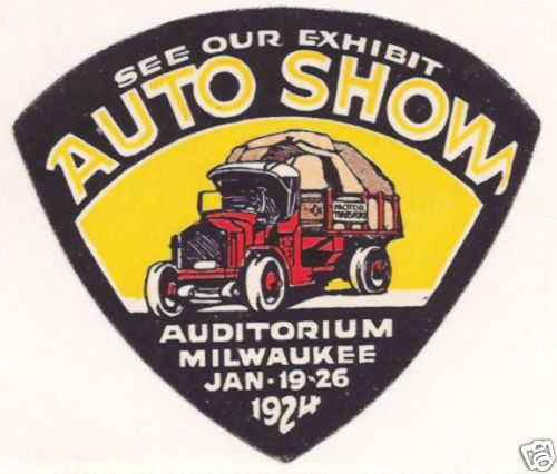 POSTER STAMP U.S. 1924 MILWAUKEE AUTO SHOW  