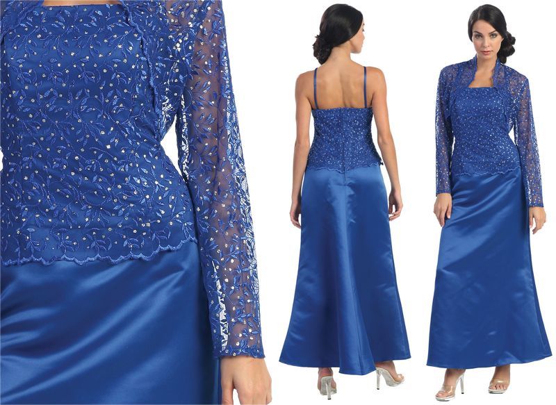 MQ7837 LACE AND POLYSATIN EVENING DRESS W/JACKET  