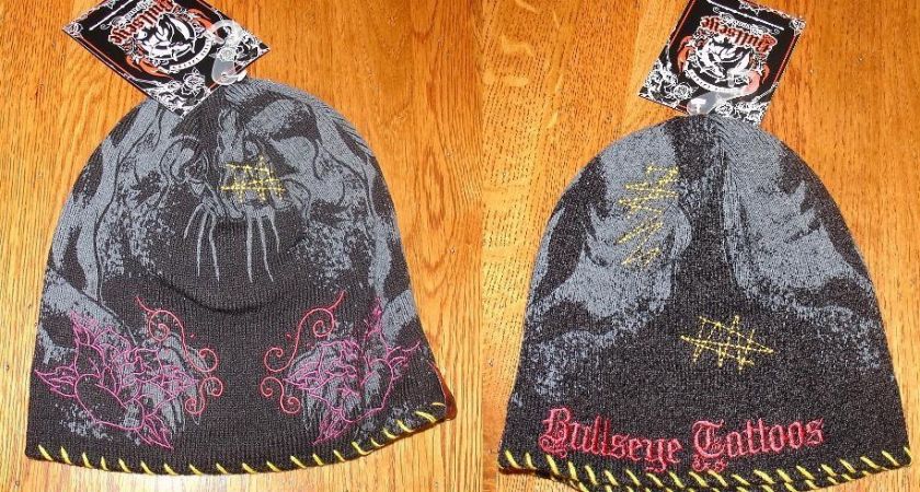 Bullseye Tattoos Biker Beanie Black Panther & Rose  