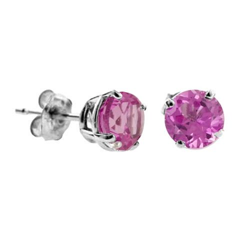 CT PINK SAPPHIRE STUD EARRINGS 14K WHITE GOLD  