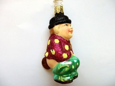   MONEY SHI*& GERMAN BLOWN GLASS CHRISTMAS TREE ORNAMENT RED GOLD  