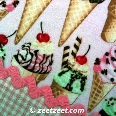 Flannel~ICE CREAM CONES~Pink Cone Quilt Fabric /Yd.  