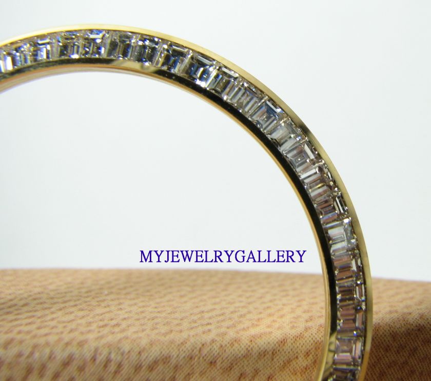 CT 18K YELLOW GOLD BAGUETTE DIAMOND BEZEL FOR ROLEX  