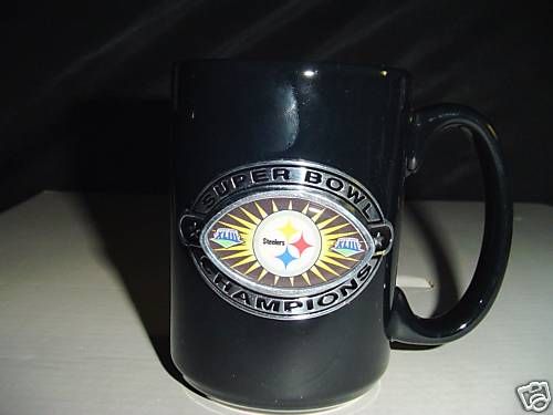 PITTSBURGH STEELERS CHAMPIONS BLACK COFFEE MUG CUP NEW  