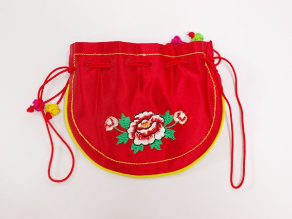 Korean Traditional Fabric Lucky Coin Bag Purse Hot Pink  