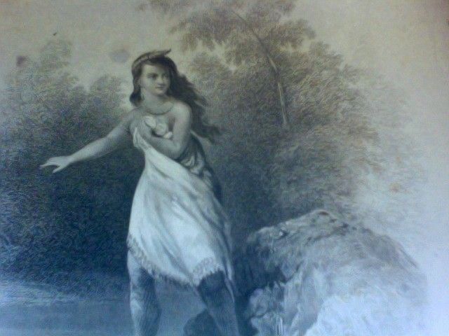 Karl Bodmer original 1847 engraving from Grahams magazine Indian girl 