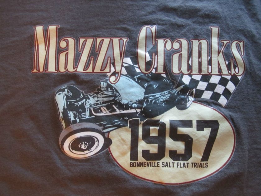 Mens T SHIRT MAZZY CRANKS BONNEVILLE SALT FLATS TRIALS gray size sz L 