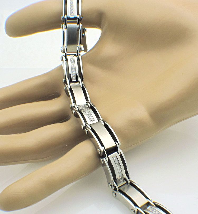 Mens Stainless Steel Bracelet 0.50 CTW Diamonds 8.5 long  