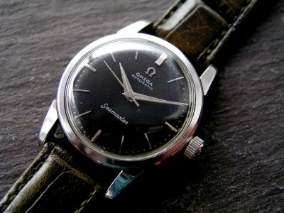 SUPER   BLACK DIAL MENS 1957 VINTAGE OMEGA SEAMASTER AUTO 501 NICE 