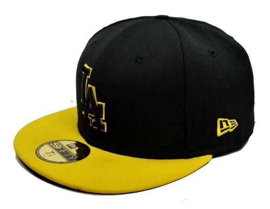 NEW ERA 5950 MLB CAP LA DODGERS POPTONAL BLACK YELLOW  