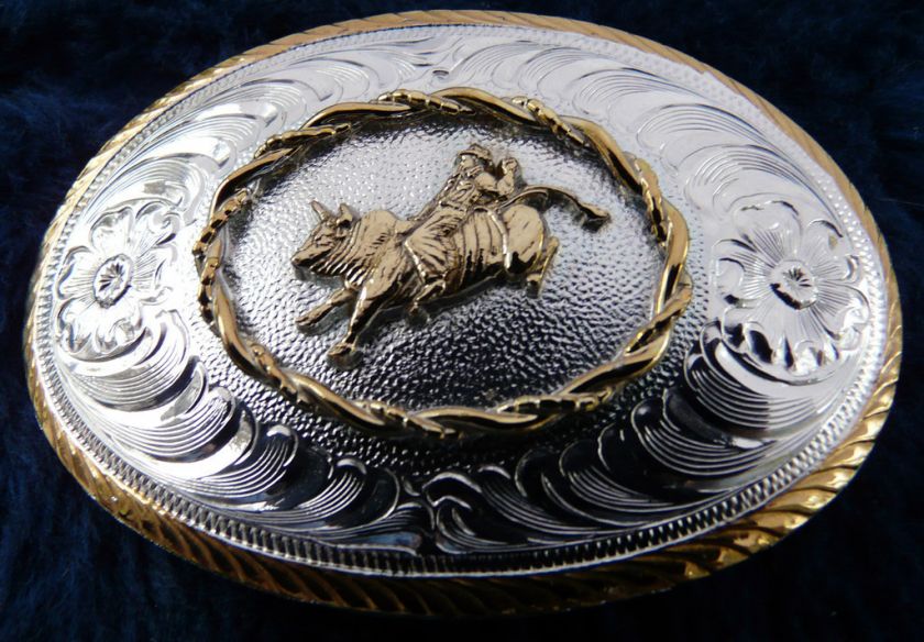 Western Cowboy Bull Steer Riding Rodeo Belt Buckle  