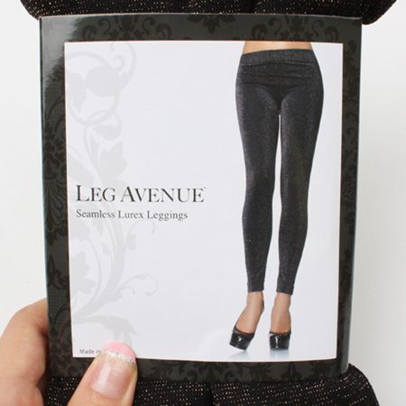 Leg Avenue Seamless Gold Lurex Leggings Black O/S 13544  