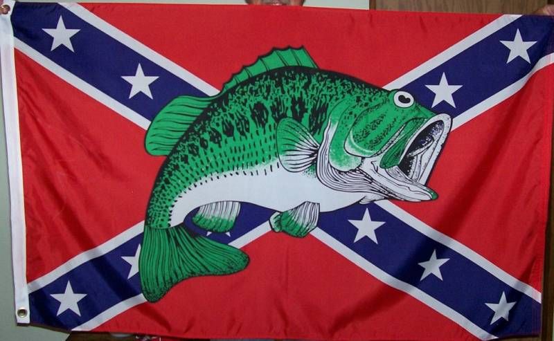 REBEL BASS FLAG   CONFEDERATE FISH   FISHING   DIXIE  