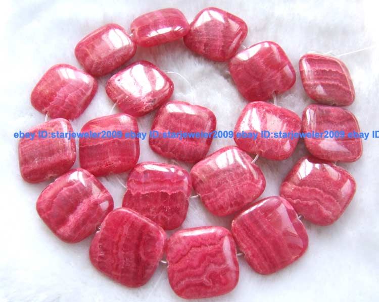 new Rhodochrosite 22mm flat square Gemstone Beads 16  