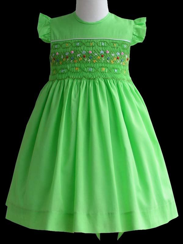 Baby green smocked spring Easter dress 6 mos #16494  