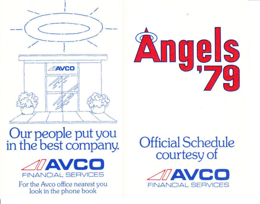   Schedule Los Angeles Angels Baseball Team 1979 Sponsored by Avco **5