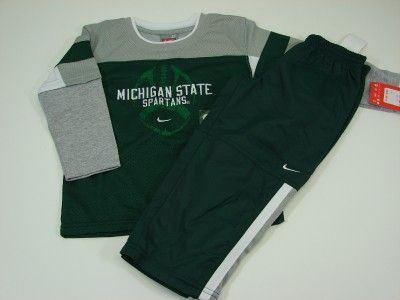 NWT Nike Michigan State Spartans Football Outfit Shirt Pants Boys Size 