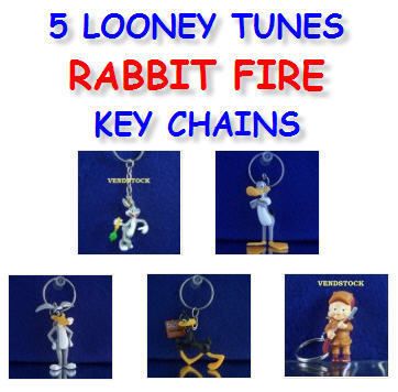 NEW LOONEY TUNES RABBIT FIRE KEY CHAIN RING BACKPACK ZIPPER PULLS 