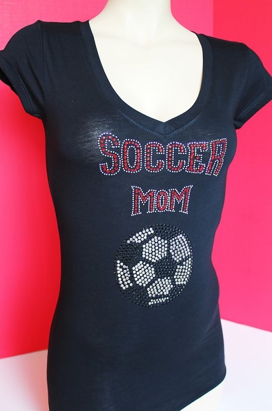 RHINESTONE SOCCER MOM Vneck S M L 1XL 2XL 3XL SHIRT NEW  