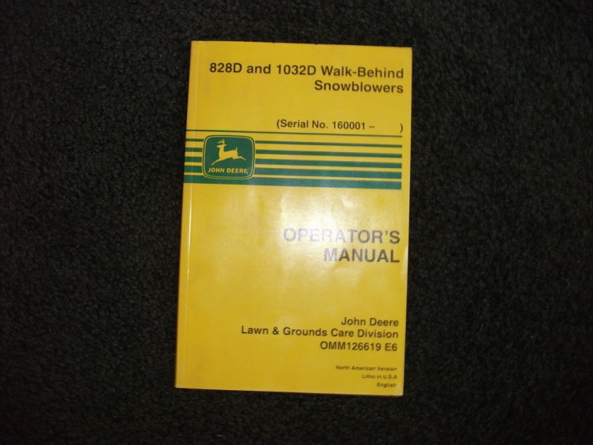 John Deere 524D 826D snowblowers operators manual  