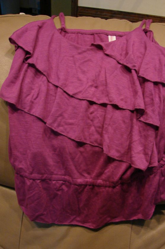   Juniors Ruffle Tank PURPLE GRAPE S SMALL M MEDIUM NEW L LARGE  