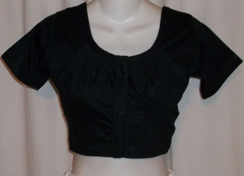 Black Cotton T Shirt Choli Sari Top Saree Blouse S 30  