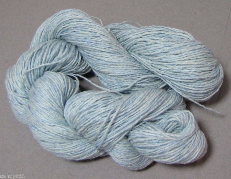 hand dyed yarn alpaca merino light blues 240 yds skein  