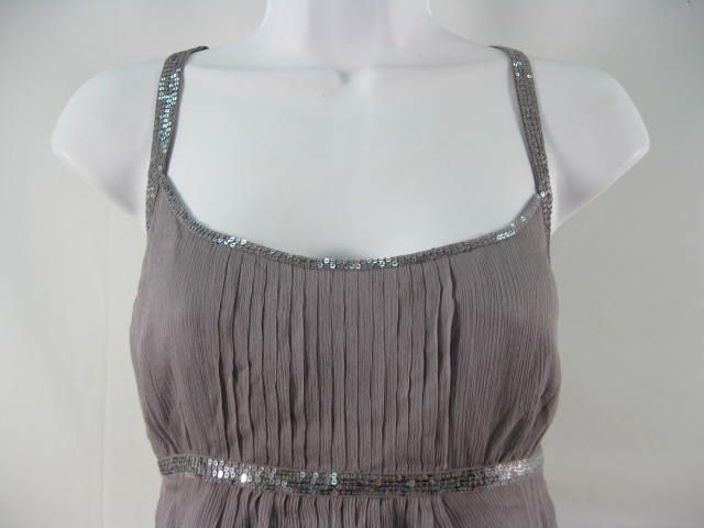 JOSEPHINE CHAUS Gray Silk Sequined Blouse Shirt Top 12  