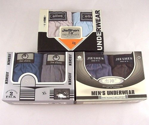 New 2 Pieces 100% Cotton JieShen Men’s Underwear Briefs Size XL, XXL 