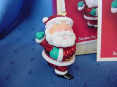 2005 Hallmark SHAKE IT SANTA Christmas Ornament GLITTER  