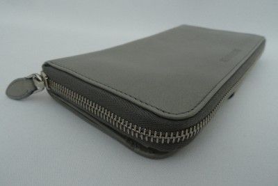   Grey Leather Wallet Bag Purse  Rare  Large EXTRA Compartment  