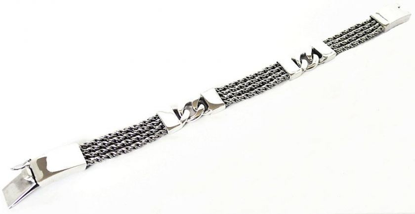 HYBRID CURB CUBAN WOVEN BALI CHAIN LINK 925 STERLING SILVER MENS 