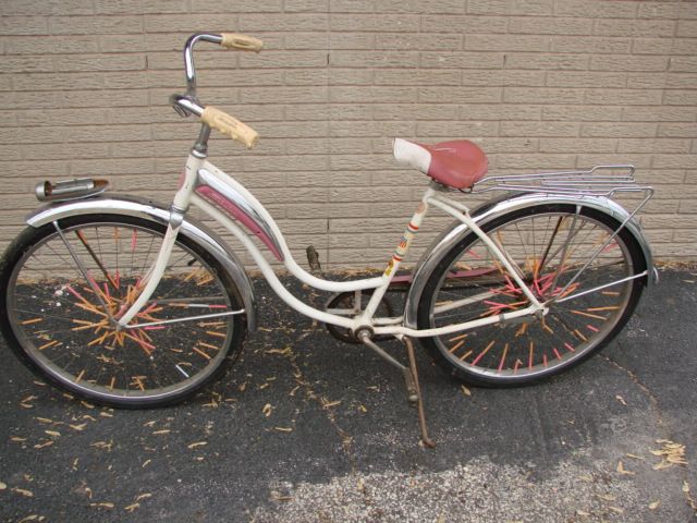 Vintage Schwinn Bike Pink White Headlight Girls Nice Collectible Old 