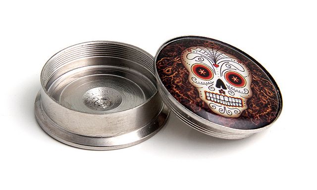 Pair Sugar Skull Day of the dead Screw Steel Ear Flesh Stash Tunnel 