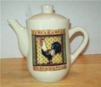   CERAMIC TEA POT DISHWASHER MICROWAVE SAFE TEA POT WITH ROOSTERS  