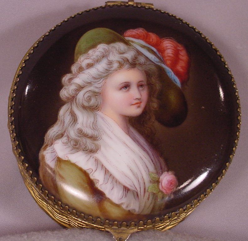 Antique Painting on Porcelain Jewelry Box  