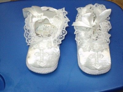 Baby Girls White Christening Baptism Shoes/207/ Size 1  