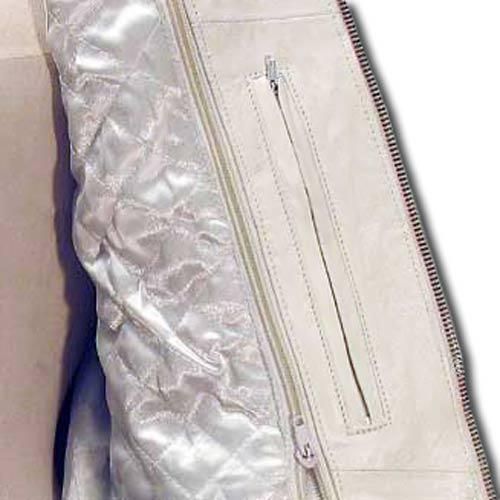 WOMENS WHITE LEATHER JACKET MC625 LARGE  