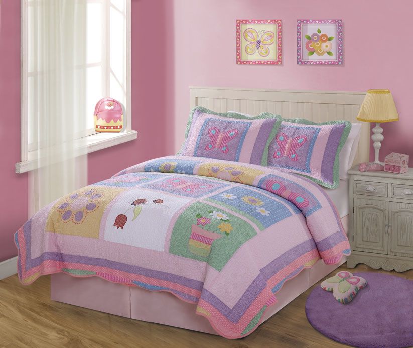 ANNAS DREAM LADYBUG BUTTERFLY TWIN QUILT SET GIRLS NEW  