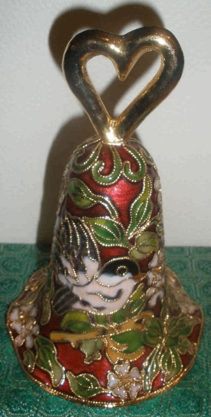 Cloisonne Heart Bird Bell Oriental Treasures D.S.STARR  