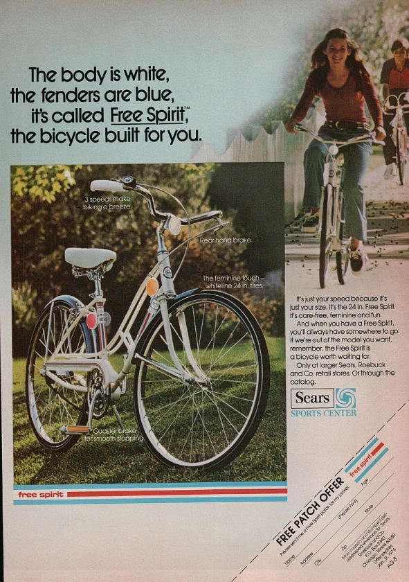 1973 Print Ad  Free Spirit Bicycle Feminine Touch Built for You 