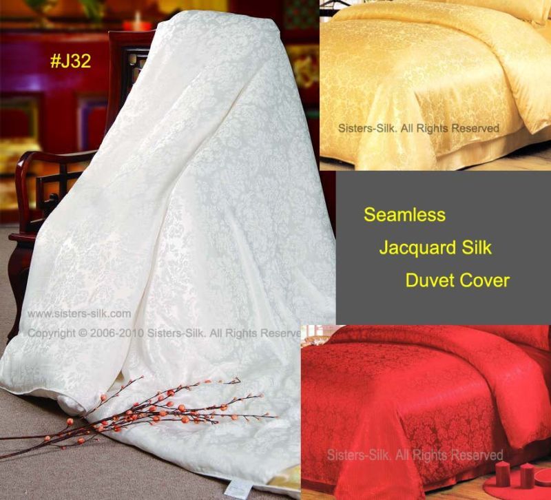 SEAMLESS JACQUARD SILK DUVET COVER SILK BEDDING #J32  